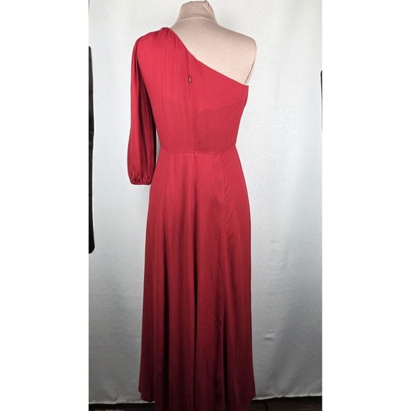 Reformation Lawrence Crimson High Slit One Shoulder Midi Dress Size 8 Sexy NEW - Picture 4 of 13